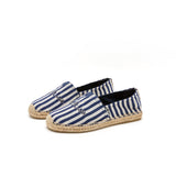 Load image into Gallery viewer, JOY&amp;MARIO Handmade Women’s Slip-On Espadrille Stripe Loafers Flats Shoes 05325W Blue