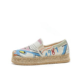 Load image into Gallery viewer, JOY&amp;MARIO Handmade Women’s Slip-On Espadrille Canvas Loafers Flats Shoes 05369W Beige