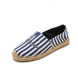 Load image into Gallery viewer, JOY&amp;MARIO Handmade Women’s Slip-On Espadrille Stripe Loafers Flats Shoes 05325W Blue