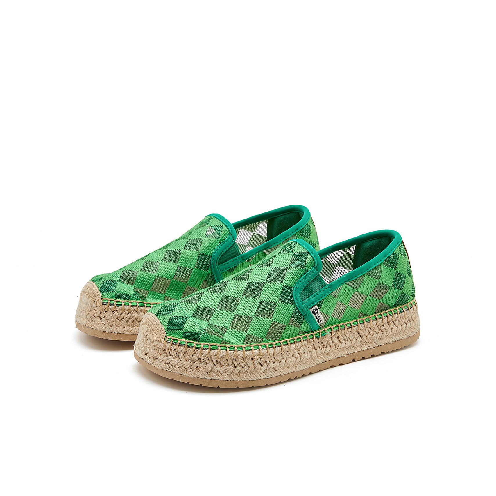 JOY&MARIO Handmade Women’s Slip-On Espadrille Mesh Loafers in Green-05337W
