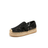 Joy&mario Handmade Women’s Slip-On Espadrille Mesh Shoes in Black-05352W