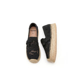 Joy&mario Handmade Women’s Slip-On Espadrille Mesh Shoes in Black-05352W