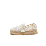 Joy&mario Handmade Women’s Slip-On Espadrille Mesh Shoes in Beige-05352W