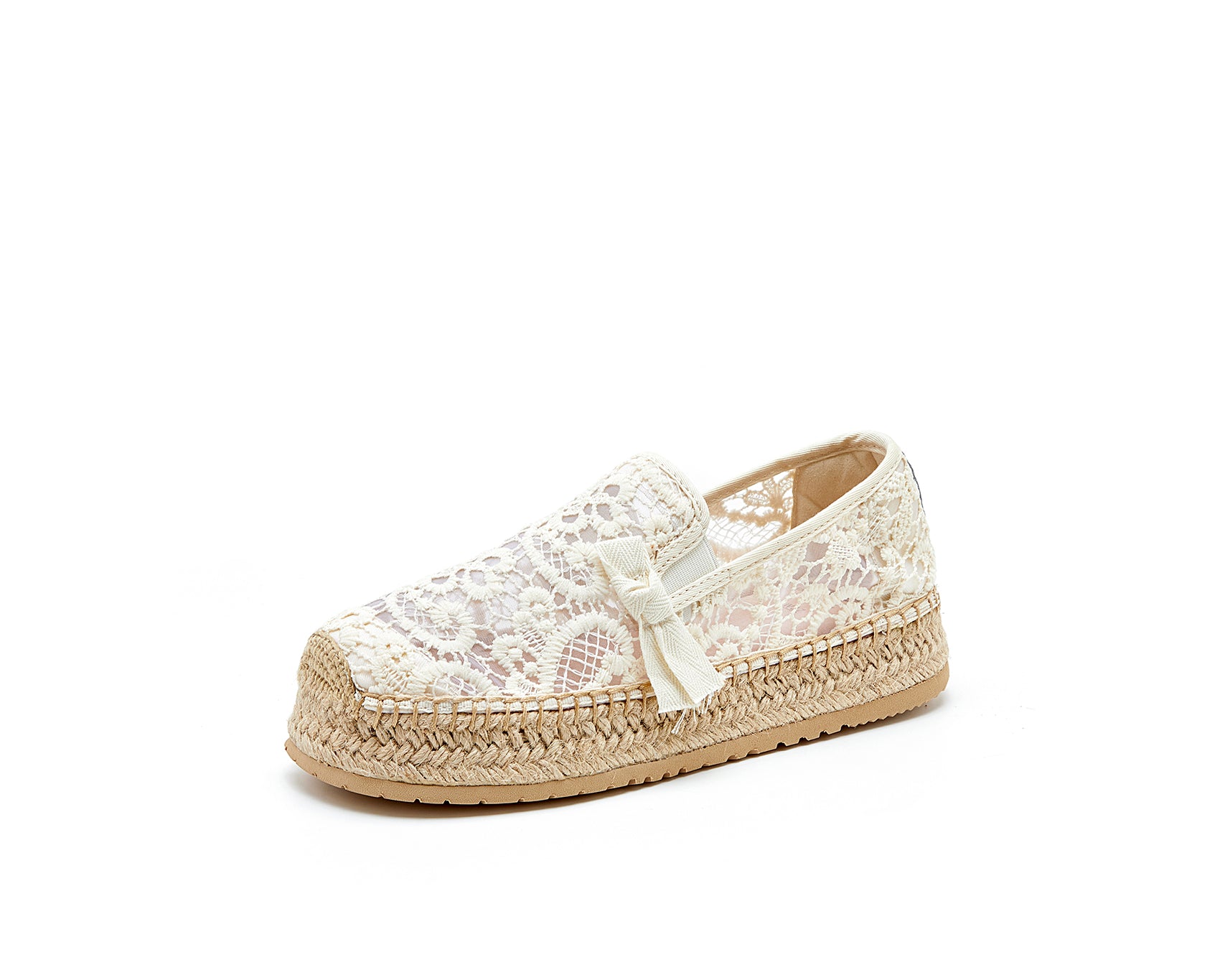 Joy&mario Handmade Women’s Slip-On Espadrille Mesh Shoes in Beige-05352W