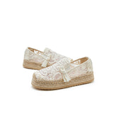 Joy&mario Handmade Women’s Slip-On Espadrille Mesh Shoes in Beige-05352W