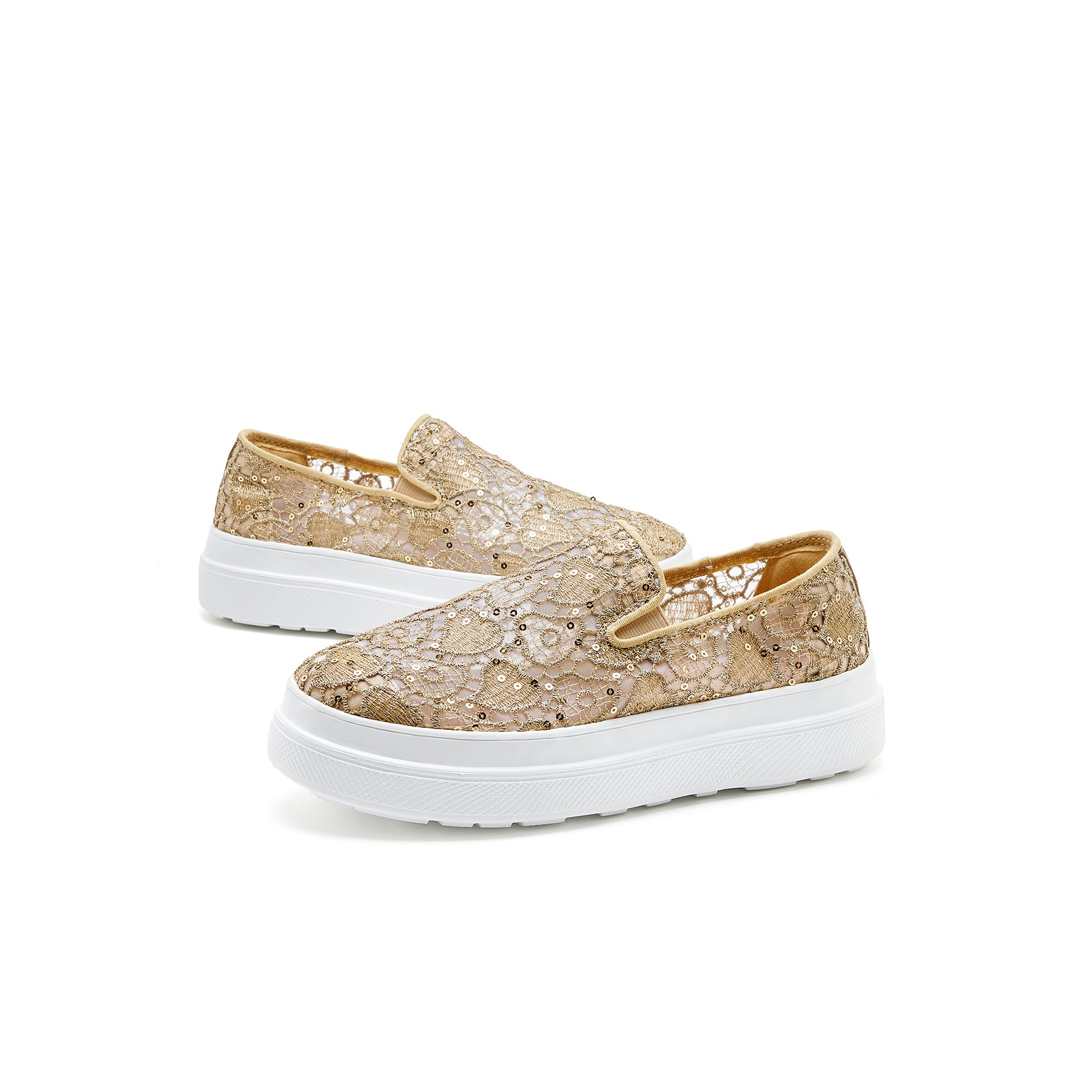 JOY&MARIO Women’s Slip-On Mesh Loafers in Gold-83501W