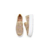 Load image into Gallery viewer, JOY&amp;MARIO Women’s Slip-On Mesh Loafers in Gold-83501W