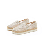 JOY&MARIO Handmade Women’s Slip-On Espadrille Mesh Loafers in Gold-52108W