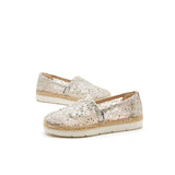 JOY&MARIO Handmade Women’s Slip-On Espadrille Mesh Loafers in Gold-52108W