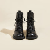 Load image into Gallery viewer, JOY&amp;MARIO Women&#39;s Action Leather Lace-up Boots in Black-69101W