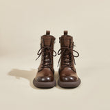 Load image into Gallery viewer, JOY&amp;MARIO Women&#39;s Action Leather Lace-up Boots in Brown-69095W
