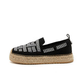 Load image into Gallery viewer, JOY&amp;MARIO Handmade Women’s Slip-On Espadrille Fabric Loafers in Black-05379W