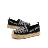 Load image into Gallery viewer, JOY&amp;MARIO Handmade Women’s Slip-On Espadrille Fabric Loafers Flats Shoes 05379W Black