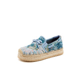 Load image into Gallery viewer, JOY&amp;MARIO Handmade Women’s Slip-On Espadrille Fabric Loafers Flats Shoes 05335W Blue