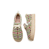 Load image into Gallery viewer, JOY&amp;MARIO Handmade Women’s Slip-On Espadrille Fabric Loafers Flats Shoes 05350W Ivory