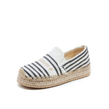Load image into Gallery viewer, JOY&amp;MARIO Handmade Women’s Slip-On Espadrille Canvas Loafers Flats Shoes 05339W White