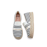 Load image into Gallery viewer, JOY&amp;MARIO Handmade Women’s Slip-On Espadrille Canvas Loafers in White-05339W