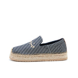 Load image into Gallery viewer, JOY&amp;MARIO Handmade Women’s Slip-On Espadrille Stripe Loafers Flats Shoes 05370W Navy