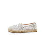 Load image into Gallery viewer, JOY&amp;MARIO Handmade Women’s Slip-On Espadrille Sequin Mesh Loafers in Silver-05328W