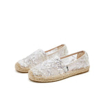 Handmade Women’s Slip-On Espadrille Sequin Mesh Loafers in Pink-05328W