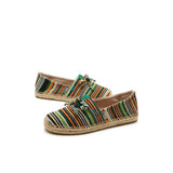 Load image into Gallery viewer, JOY&amp;MARIO Handmade Women’s Slip-On Espadrille Stripe Loafers Flats Shoes 05327W Green
