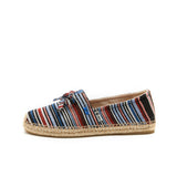Load image into Gallery viewer, JOY&amp;MARIO Handmade Women’s Slip-On Espadrille Stripe Loafers Flats Shoes 05327W Blue