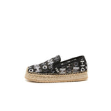 Load image into Gallery viewer, JOY&amp;MARIO Handmade Women’s Slip-On Espadrille Mesh Loafers Flats Shoes 05353W Black