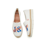 Load image into Gallery viewer, JOY&amp;MARIO Handmade Women’s Slip-On Espadrille Fabric Loafers in White-52110W