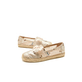 Load image into Gallery viewer, JOY&amp;MARIO Handmade Women’s Slip-On Espadrille Fabric Loafers Flats in Apricot-05330W