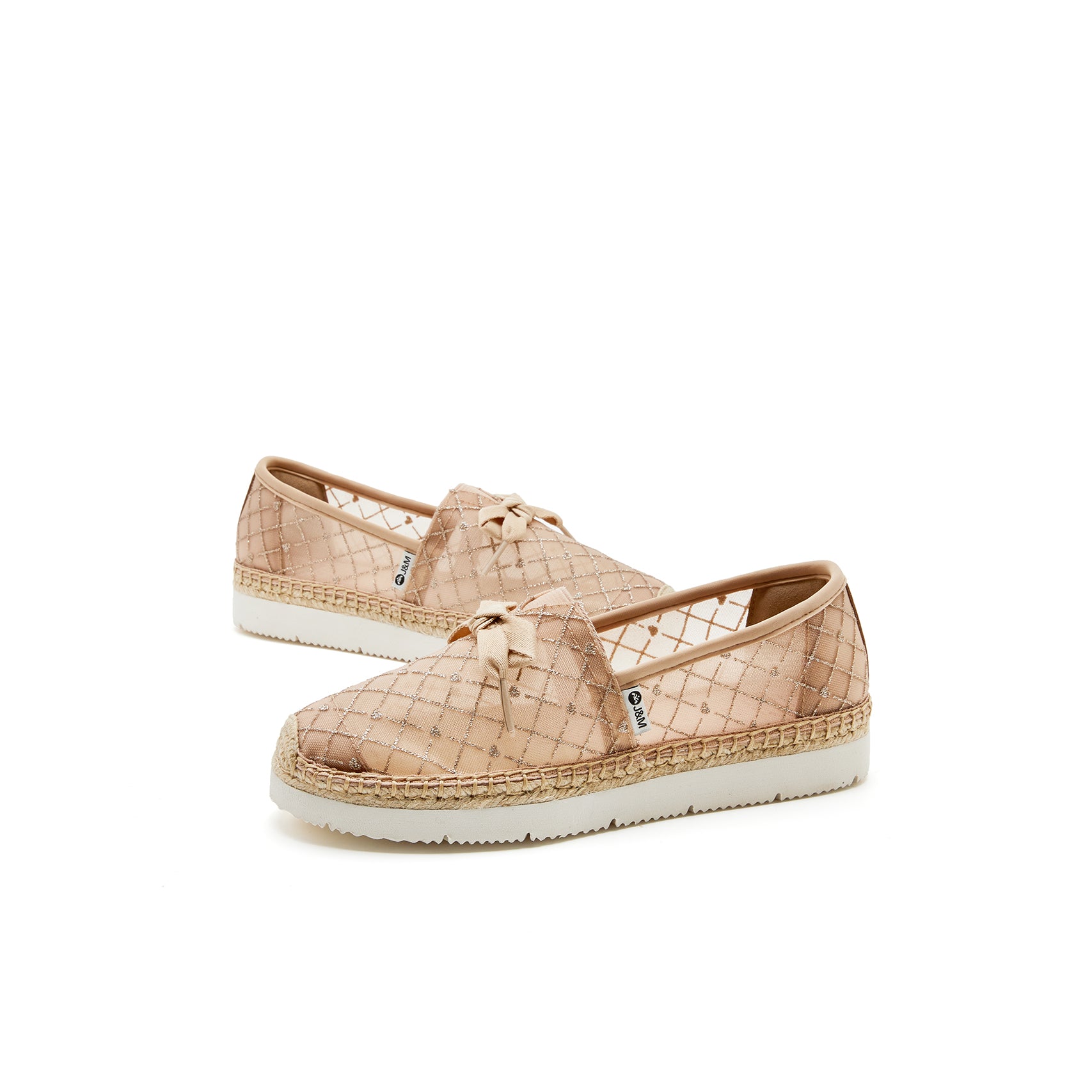 JOY&MARIO Handmade Women’s Slip-On Espadrille Mesh Loafers Platform in Apricot-52106W