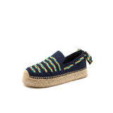 Load image into Gallery viewer, JOY&amp;MARIO Handmade Women’s Slip-On Espadrille Canvas Loafers in Navy-05321W