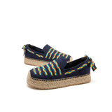 Load image into Gallery viewer, JOY&amp;MARIO Handmade Women’s Slip-On Espadrille Canvas Loafers Flats Shoes 05321W Navy