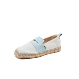 Load image into Gallery viewer, JOY&amp;MARIO Handmade Women’s Slip-On Espadrille Cow Leather Flats in Blue-05388W