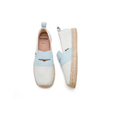 Load image into Gallery viewer, JOY&amp;MARIO Handmade Women’s Slip-On Espadrille Cow Leather Loafers Flats Shoes 05388W Blue