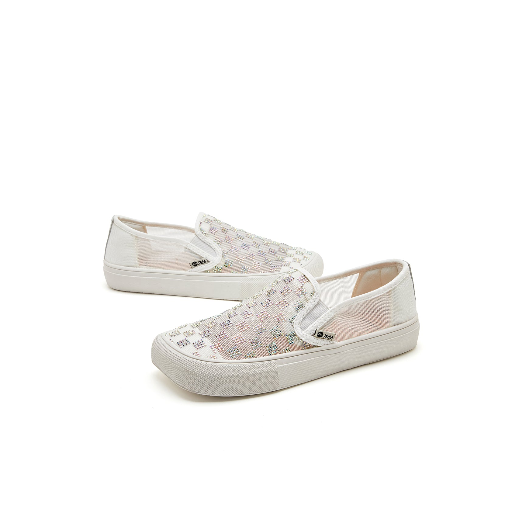 JOY&MARIO Women’s Slip-On  Mesh Loafers in White-65278W