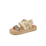 Load image into Gallery viewer, JOY&amp;MARIO Handmade Women’s Slip-On Espadrille Fabric Loafers Flats Sandal in Beige-05372W