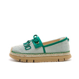 Load image into Gallery viewer, JOY&amp;MARIO Handmade Women’s Slip-On Espadrille Fabric Loafers Platform Shoes 52113W Green