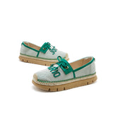 Load image into Gallery viewer, JOY&amp;MARIO Handmade Women’s Slip-On Espadrille Fabric Loafers in Green-52113W