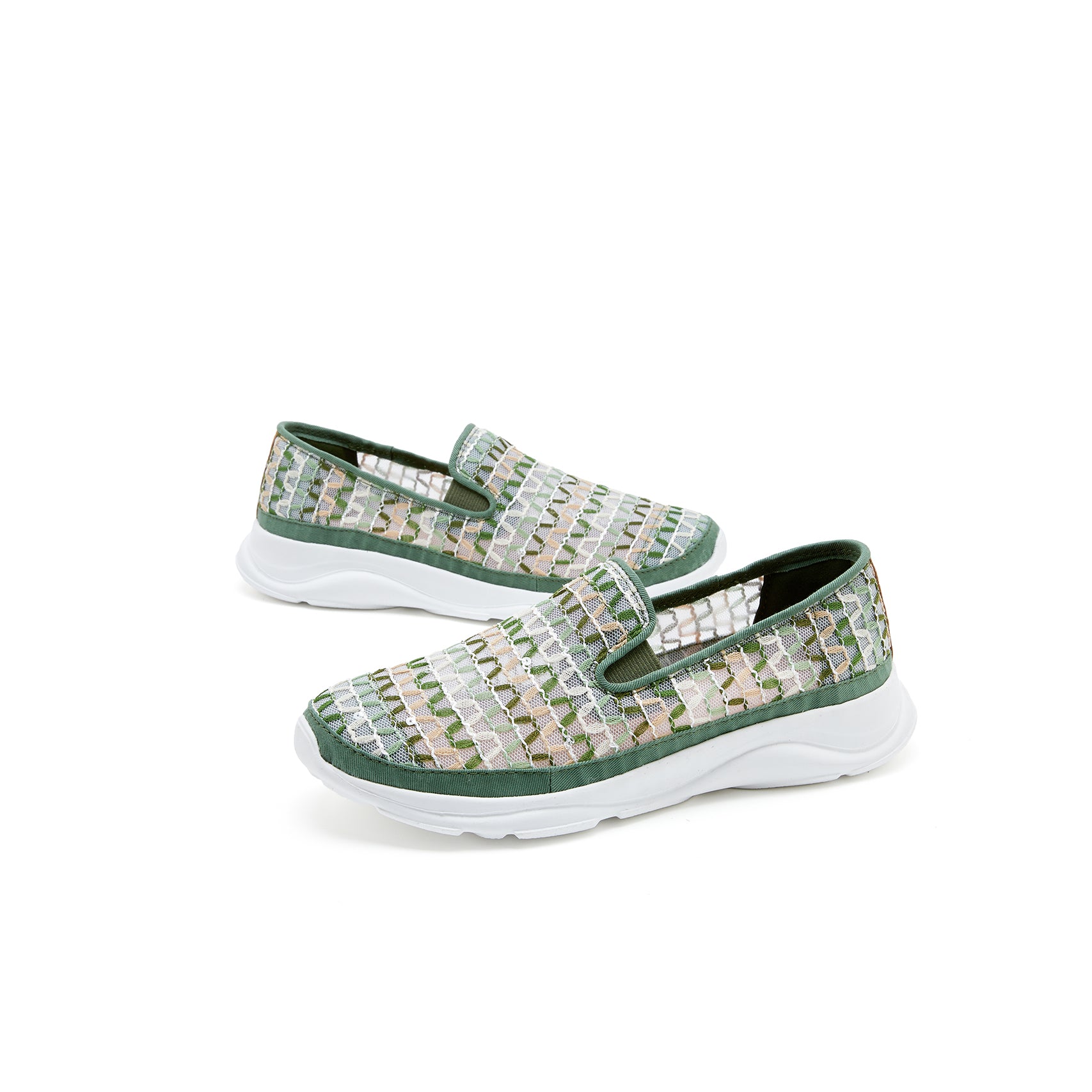 JOY&MARIO Women’s Slip-On Mesh Loafers in Green-78380W