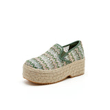 Load image into Gallery viewer, JOY&amp;MARIO Handmade Women’s Slip-On Espadrille Mesh Loafers Wedges in Green-86181W