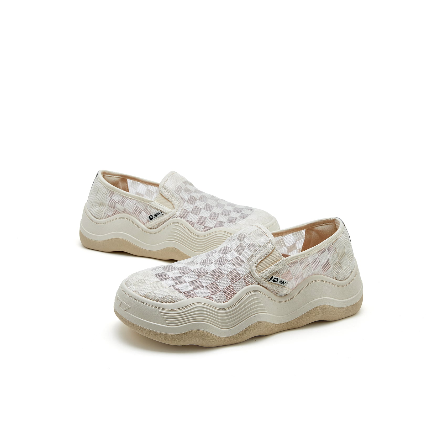 JOY&MARIO Women’s Slip-On Mesh Loafers in Apricot-87312W