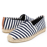 Load image into Gallery viewer, JOY&amp;MARIO Handmade Women’s Slip-On Espadrille Stripe Loafers Flats Shoes A01601W Navy