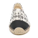 Load image into Gallery viewer, JOY&amp;MARIO Handmade Women’s Slip-On Espadrille Tweed Loafers Flats in White-A01962W
