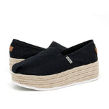 Load image into Gallery viewer, JOY&amp;MARIO Handmade Women’s Slip-On Espadrille Fabric Loafers Wedges in Black-A86118W