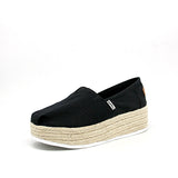 Load image into Gallery viewer, JOY&amp;MARIO Handmade Women’s Slip-On Espadrille Fabric Loafers Wedges in Black-A86118W