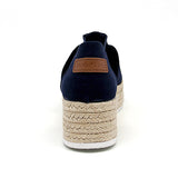 Load image into Gallery viewer, JOY&amp;MARIO Handmade Women’s Slip-On Espadrille Linen Loafers Wedges Shoes AE006W Navy