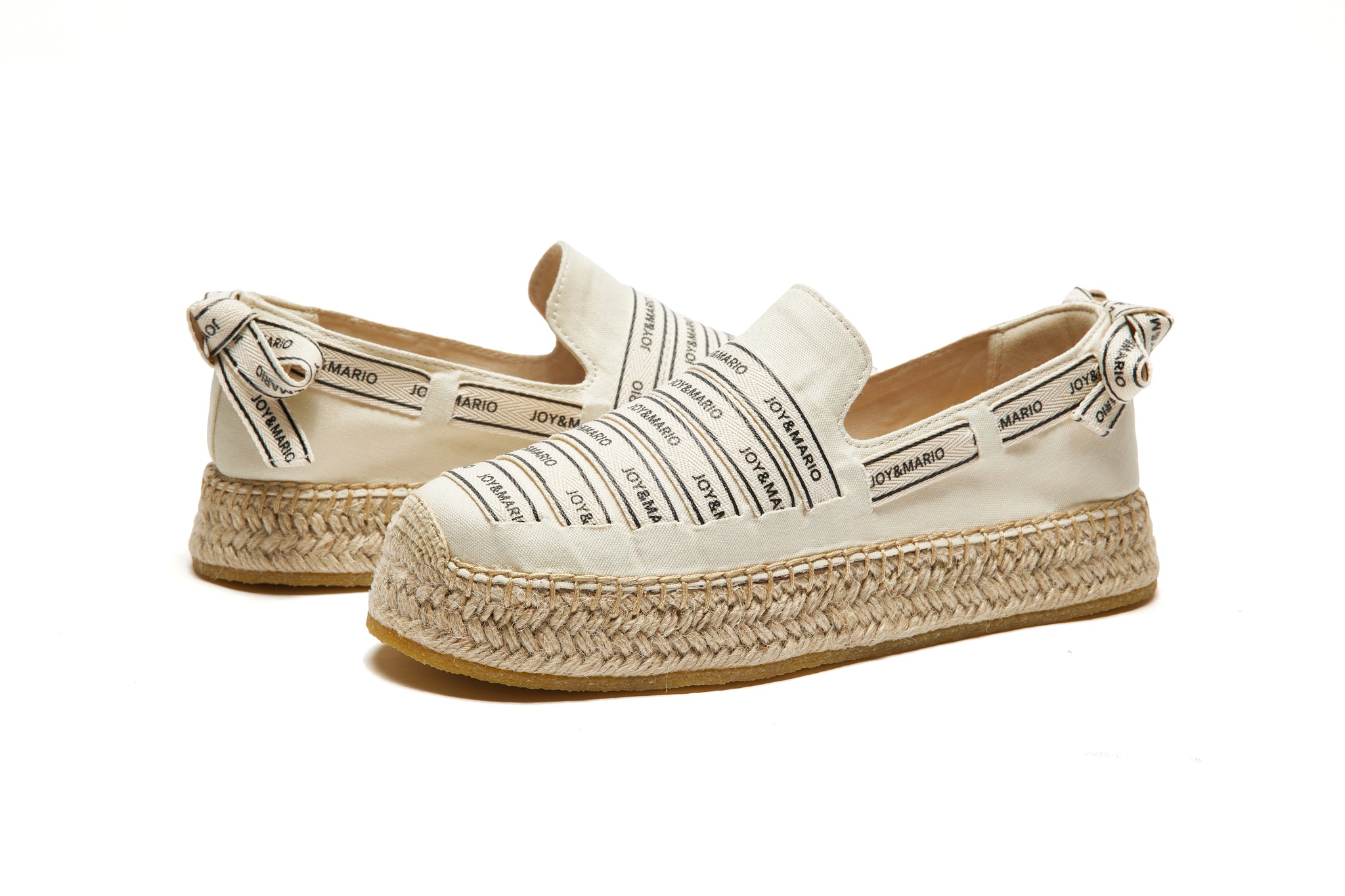 JOY&MARIO Handmade Women’s Slip-On Espadrille Canvas Loafers Flats in Beige-72215W JOYANDMARIO