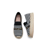 Load image into Gallery viewer, JOY&amp;MARIO Handmade Women’s Slip-On Espadrille Canvas Loafers in Black-05339W JOYANDMARIO