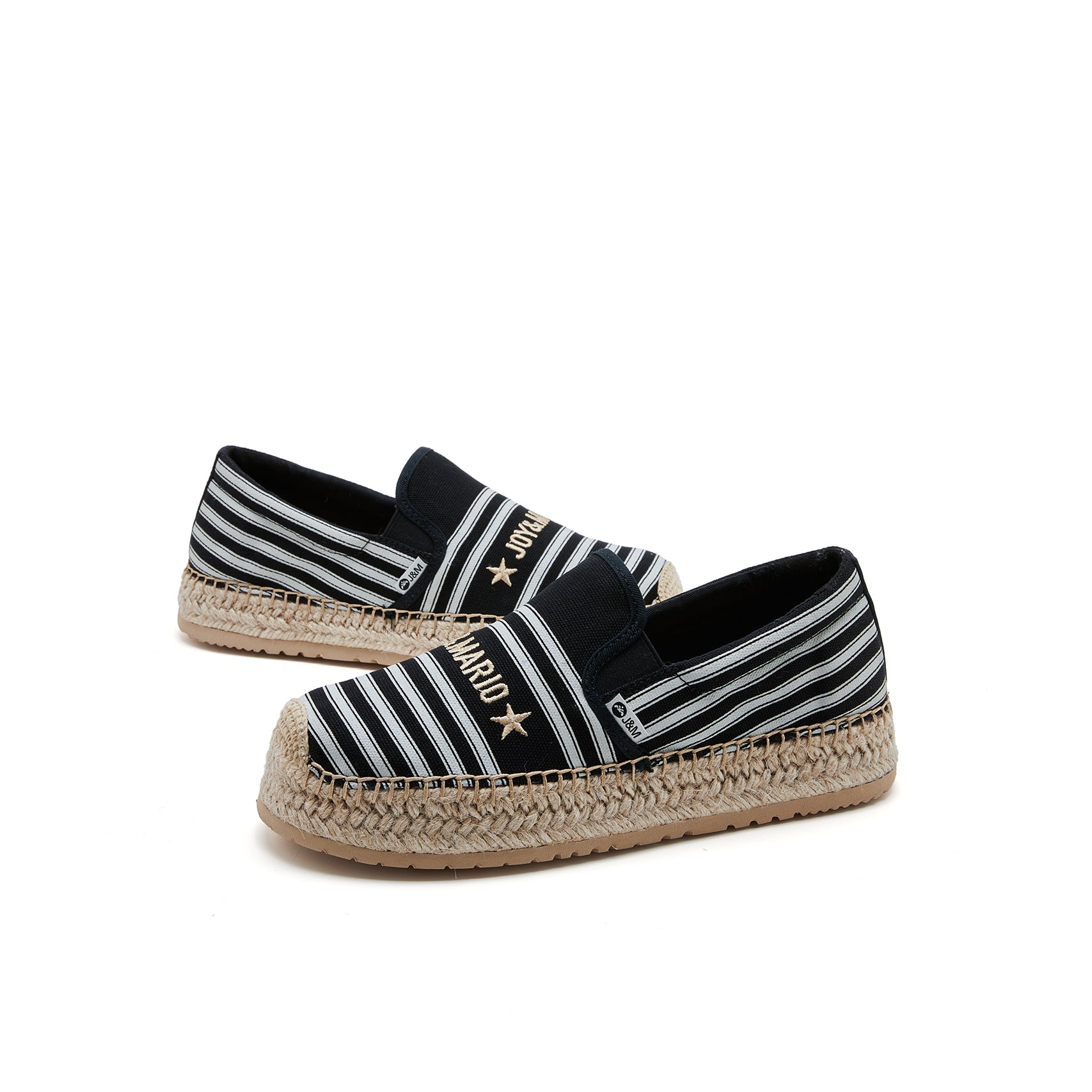 JOY&MARIO Handmade Women’s Slip-On Espadrille Canvas Loafers in Black-05339W JOYANDMARIO