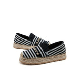 Load image into Gallery viewer, JOY&amp;MARIO Handmade Women’s Slip-On Espadrille Canvas Loafers in Black-05339W JOYANDMARIO